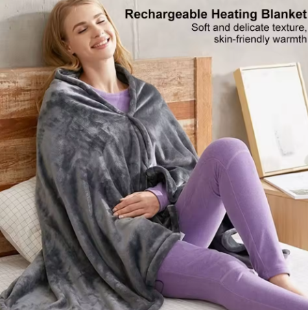 USB Electric Heated Blanket 3 Heating Levels Fleece Heated Blanket Wearable Heating Lap Blanket for Household and Office