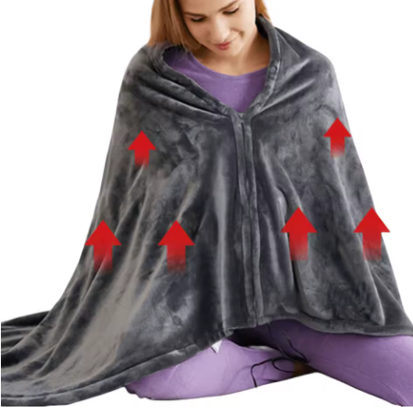 USB Electric Heated Blanket 3 Heating Levels Fleece Heated Blanket Wearable Heating Lap Blanket for Household and Office