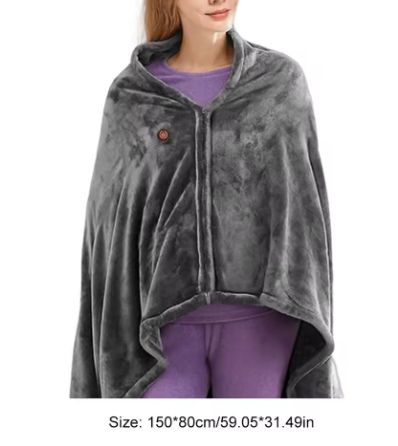 USB Electric Heated Blanket 3 Heating Levels Fleece Heated Blanket Wearable Heating Lap Blanket for Household and Office
